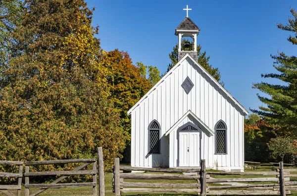 Little White Church Side Road Rural Area — Stock fotografie