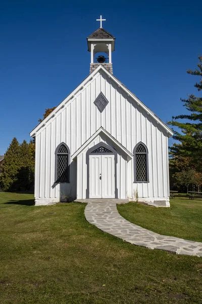 Little White Church by the Side of the Road in a Rural Area