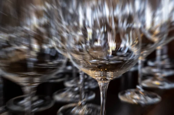 Zoom Blur Crystal Wine Glasses Background — Stock Photo, Image