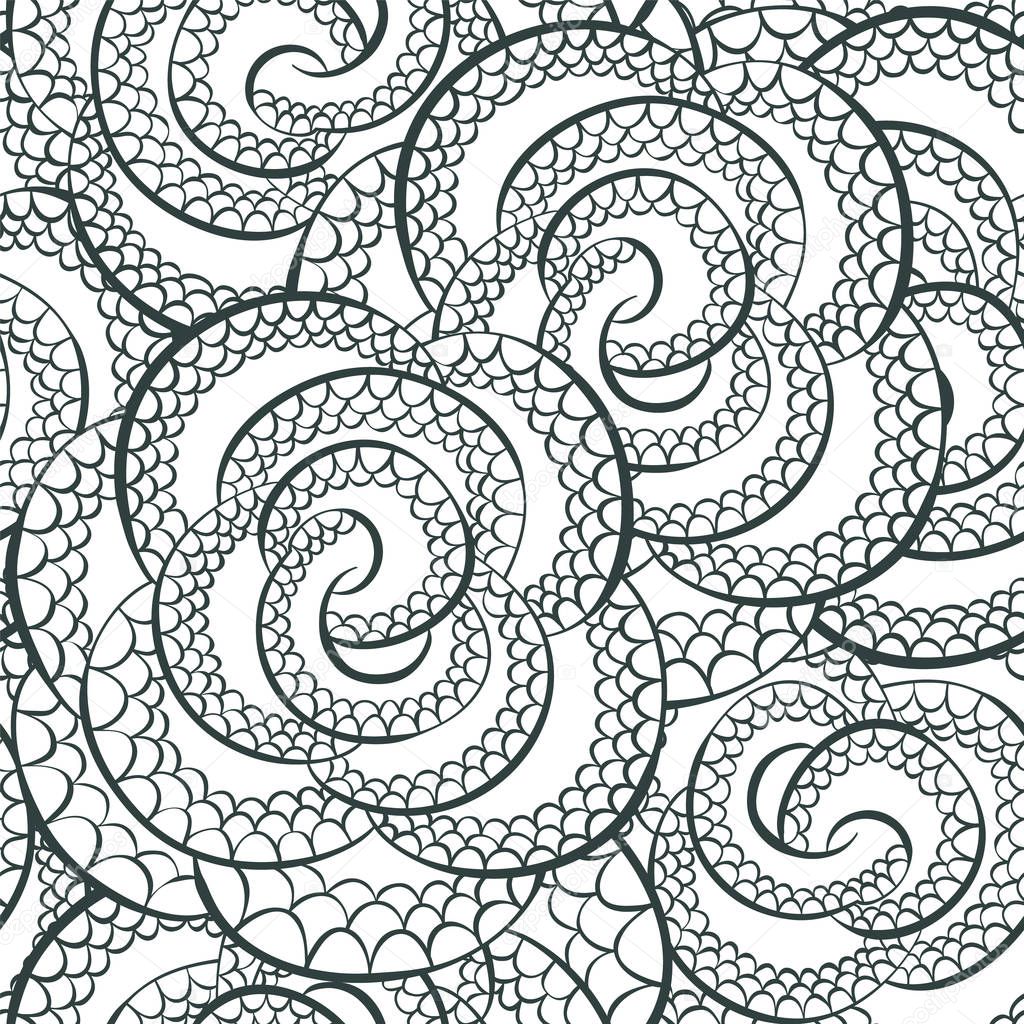 Vector snake pattern ornament for textile fabric.