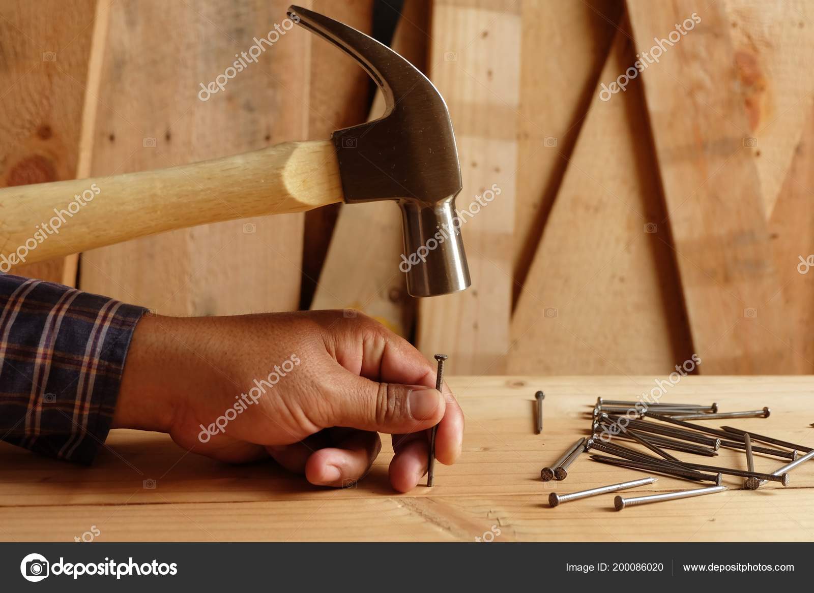 Hammer Hitting A Nailhammer Vector Illustrationnail Vector Illustration  Stock Illustration - Download Image Now - iStock