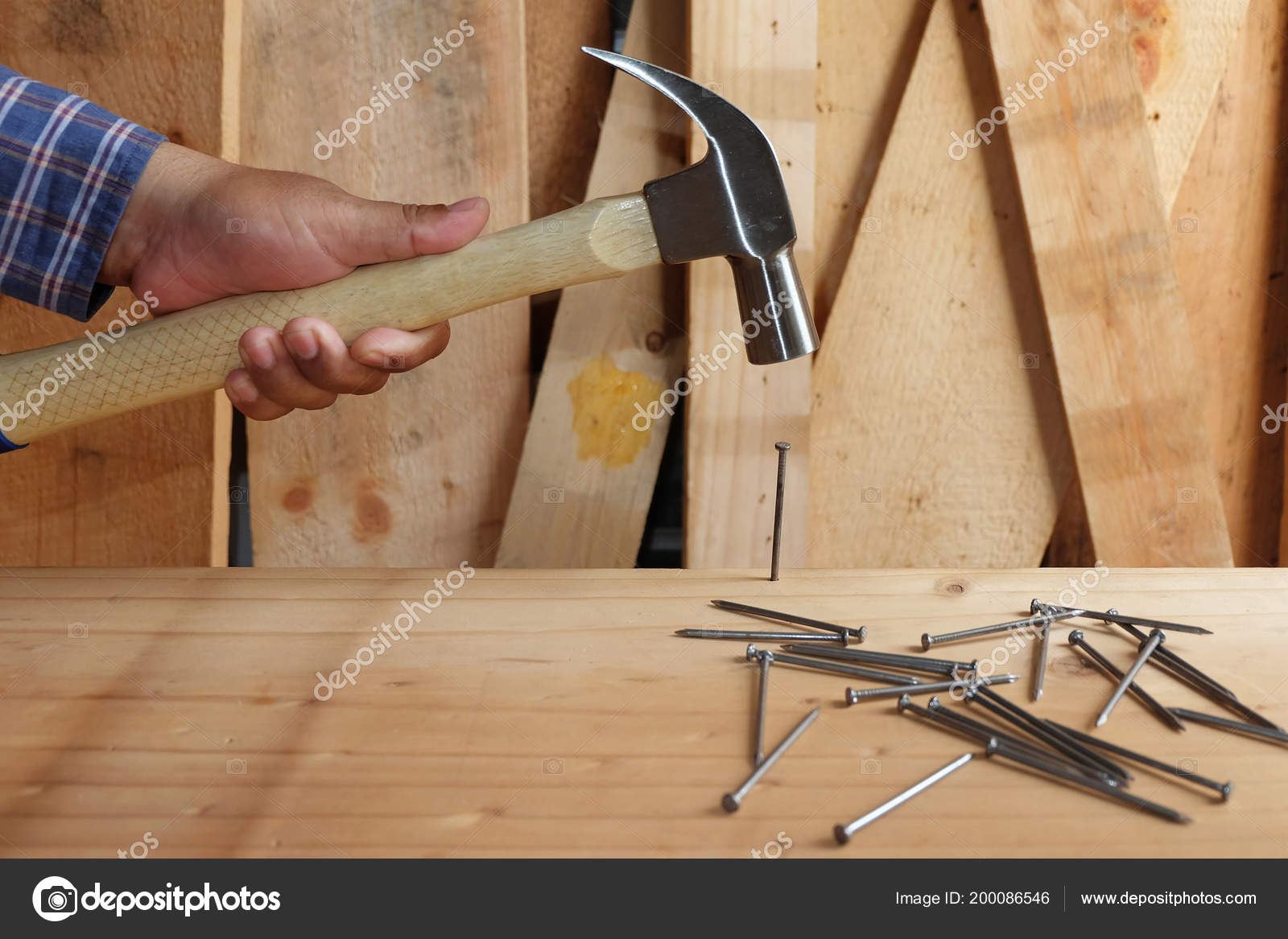 Hammer Hit Nail Wood Stock Photo Image By C Damrong89 Hammer Hit Nail Wood Stock Photo Image By C Damrong89