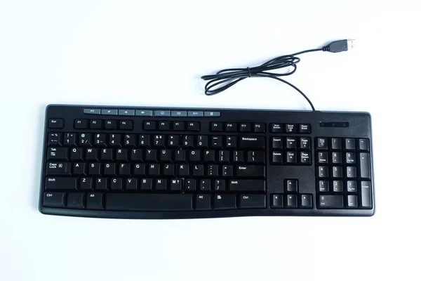 Teclado Com Fio Isolado Fundo Branco — Fotografia de Stock