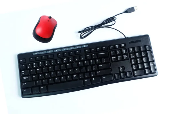 Wired Keyboard Wireless Mouse Isolated White Background — Stock Photo, Image