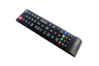 Uzaktan kumandalı televizyon beyaz arkaplanda izole edildi