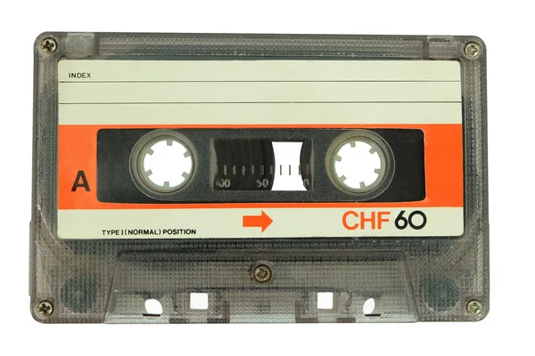 Cinta Cassette Vieja Aislada Sobre Fondo Blanco — Foto de Stock