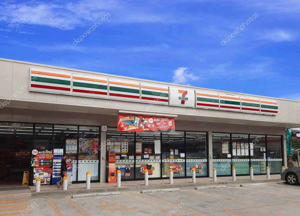 Bangkok, thailand- August 22, 2020  7-Eleven or 7-11, Convenience store with many branches and popular in Thailand