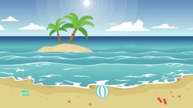 Plaj topu animasyon arka plan ile peyzaj