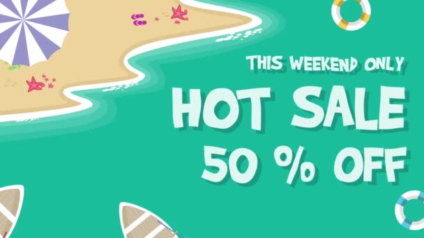 Animation Beach Summer Sale Video Background — Stock Video