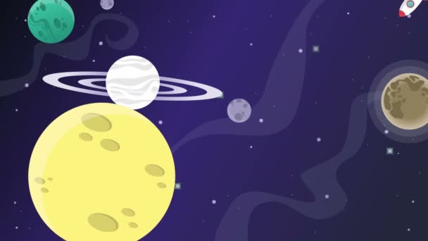 Planeta Dibujos Animados Animación Espacial Fondo Colección — Vídeo de stock