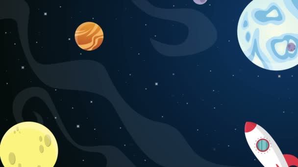 Planet Cartoon Space Animation Background Collection — Stock Video