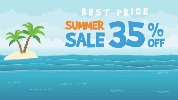 Gran Venta Verano Con Barco Animación Del Mar — Vídeo de stock