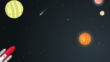 Animasyon gezegen roket alanı
