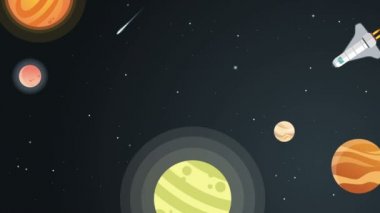 Animasyon gezegen roket alanı