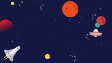 Planet animasyon arka plan ile uzay topluluğu