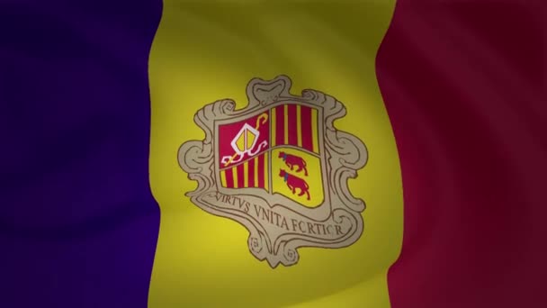 Animatie Van Andorra Vlag Traag Zwaaien Achtergrond Collectie — Stockvideo
