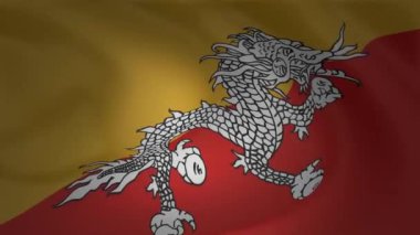 Rüzgar animasyon koleksiyonda sallayarak Bhutan bayrağı