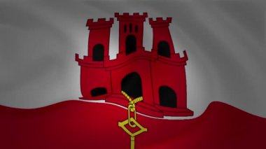 Gibraltar bayrak rüzgar animasyon koleksiyonda sallayarak