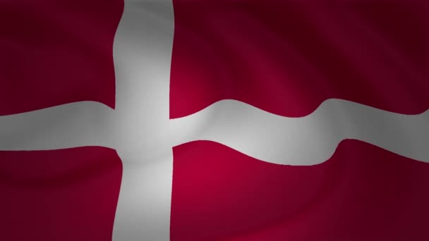 Vlajka Dánsko Mává Animaci Proudění Větru — Stock video
