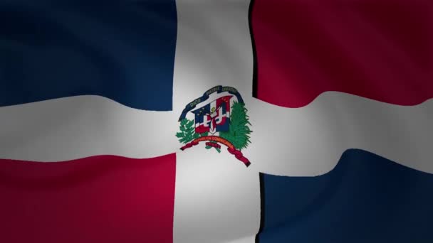 Bandera Dominica Republic Ondeando Animación Del Viento — Vídeo de stock