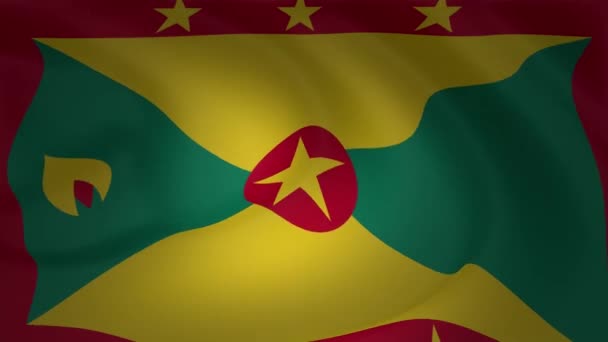 Großaufnahme Der Grenada Flagge Mit Schwenkender Animationssammlung — Stockvideo