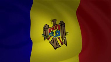 Ağır çekim koleksiyonu rüzgarda sallayarak Moldova bayrağı
