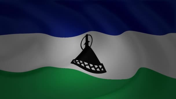 Ένα Πανέμορφο Σατέν Σημαία Κινούμενα Σχέδια Από Συλλογή Του Λεσότο — Αρχείο Βίντεο