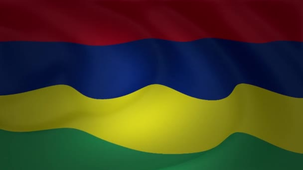 Mauritius Flagge Weht Wind Zeitlupe — Stockvideo