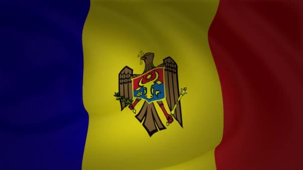 Bendera Moldova Melambai Dalam Angin Dalam Koleksi Gerakan Lambat — Stok Video