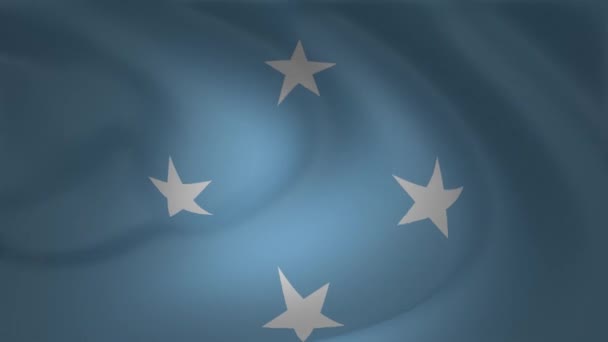 Флаг Микронезии Размахивающий Ветру Сборе Замедленной Съемки — стоковое видео