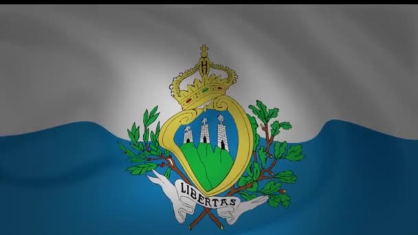 Bandeira San Marino Soprando Lindamente Coleção Vento — Vídeo de Stock