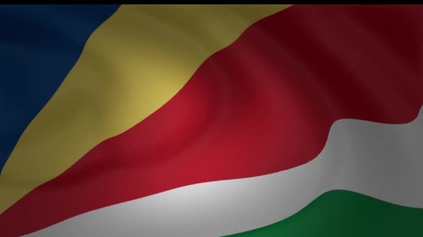 Güzel Esen Rüzgar Koleksiyonda Seyşeller Cumhuriyeti Bayrağı — Stok video