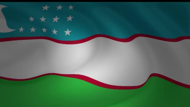 Animación Colección Ondeando Bandera Nacional Uzbekistán — Vídeos de Stock