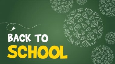 Geri okul yeşil arka plan derlemesi için animasyon