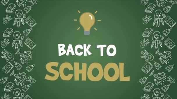 Animation Back School Green Background Collection — Stock Video