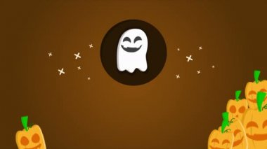 Mutlu Cadılar bayramında mor arka plan animasyon koleksiyonu