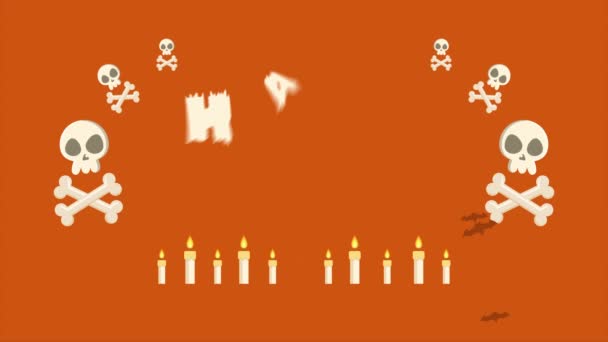 Feliz Halloween Sobre Fondo Púrpura Colección Animación — Vídeo de stock