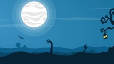 Manzara Halloween Tema animasyon arka plan toplama