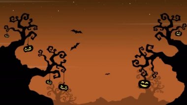 Animasyon Cadılar Bayramı manzara arka plan toplama