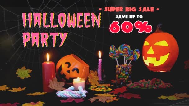 Lights Halloween Dynia Kolekcji Tła Candy — Wideo stockowe