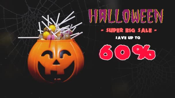 Halloween Kürbislichter Mit Süßigkeiten Hintergrundsammlung — Stockvideo