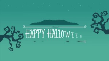 Mutlu Cadılar bayramında yeşil arka plan animasyon koleksiyonu