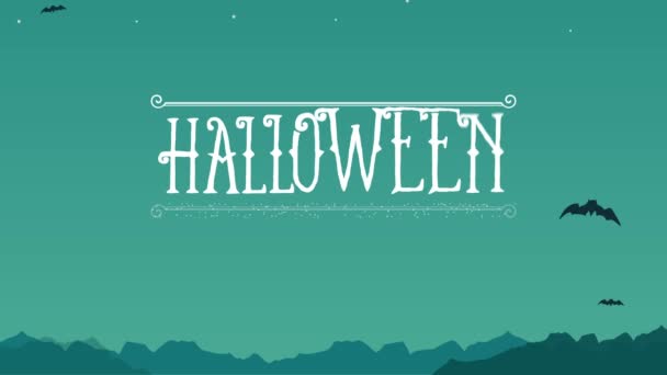 Fröhliches Halloween Auf Grünem Hintergrund Animation Sammlung — Stockvideo