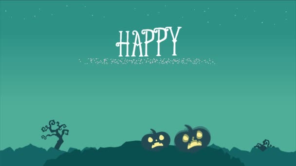 Feliz Halloween Sobre Fondo Verde Colección Animación — Vídeos de Stock