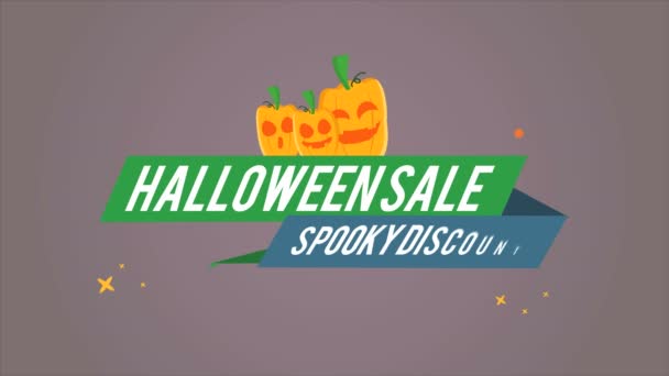 Halloween Försäljning Spooky Rabatt Footage Designsamling Bakgrund — Stockvideo