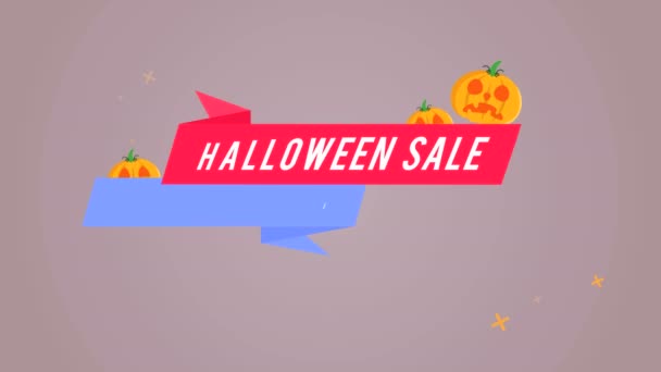 Samling Halloween Salespooky Rabatt Animation Stil Bakgrund — Stockvideo