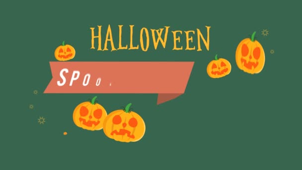 Koleksiyon Animasyon Cadılar Bayramı Ürkütücü Tasarım Afiş — Stok video