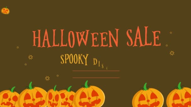 Venta Halloween Hasta Con Colección Fondo Animación Calabaza — Vídeos de Stock