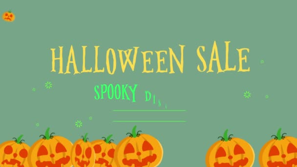 Halloween Venda Até Com Abóbora Animação Fundo Coleção — Vídeo de Stock