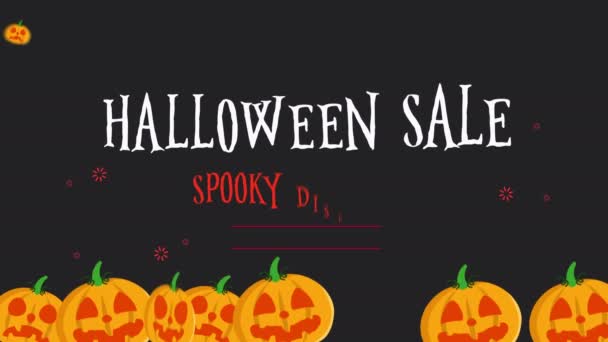 Venta Halloween Hasta Con Colección Fondo Animación Calabaza — Vídeo de stock